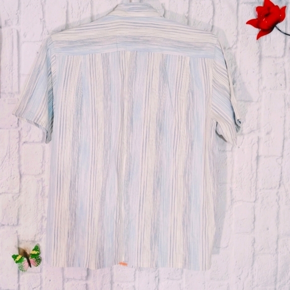 Tommy Bahama Silk Blend Stripes Button Up Short Sleeve Shirt‎ - Picture 3 of 5